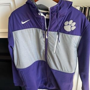 Clemson Nike Thermafit zip up fleece jacket with hood. Excellent condition.